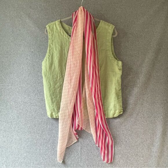Vintage Anne Klein Silk polkadot Striped long Scarf Pink Red white Coquette #XX - Picture 2 of 10